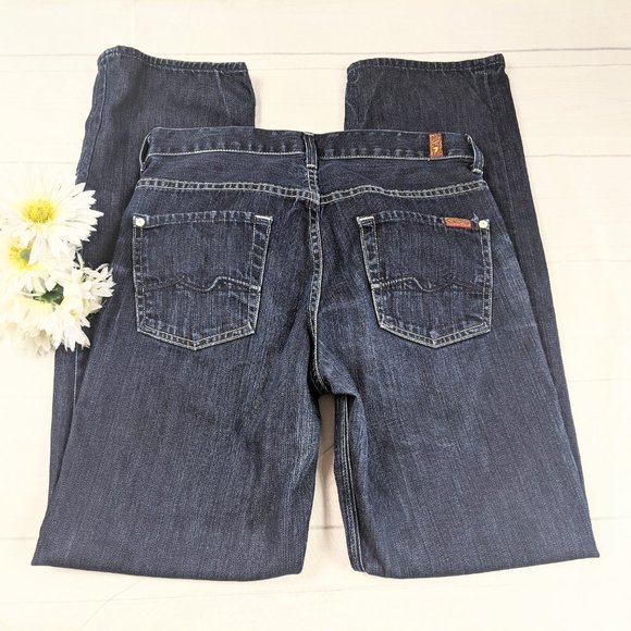 7 For All Mankind Slouchy Button Fly Blue Jeans - Picture 7 of 8